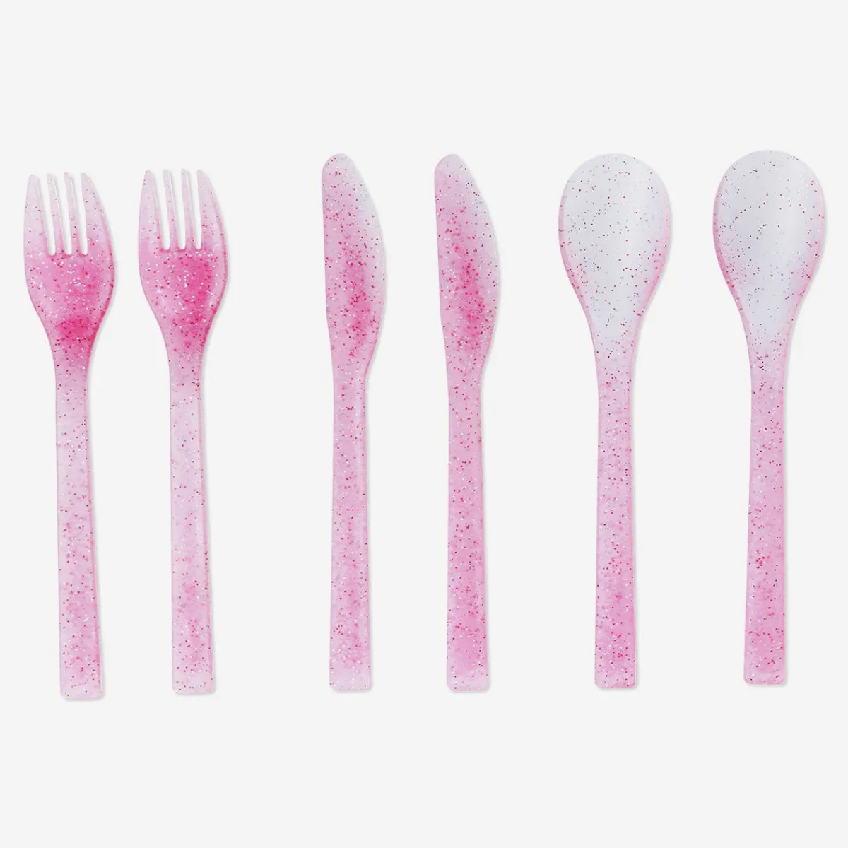 Flying Tiger Bestickset i rosa plast - 6 st^ Midsommar|Festdekorationer