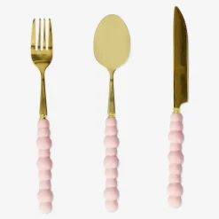Flying Tiger Bestickset med rosa bubbelhandtag - 3 st^Kvinnor Midsommar|Bordsserviser