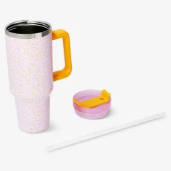 Flying Tiger Flerfärgad tumbler med lock och sugrör - 1,2 L^ Matlådor & Dricksflaskor|Gåvor För Vuxna