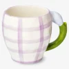 Flying Tiger Mugg med blomhandtag och rutor - 450 ml^ Midsommar|Bordsserviser