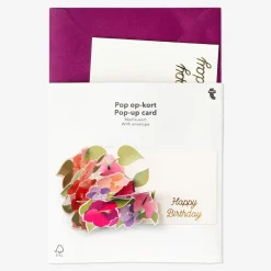 Flying Tiger Pop up-blommor kort med kuvert^ Födelsedag|Förbrukningsmaterial För Presentförpackning