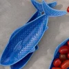 Flying Tiger Serveringstallrik med blå fisk - 26 cm^ Muggar & Keramik|Gåvor Till Inflyttningsfesten