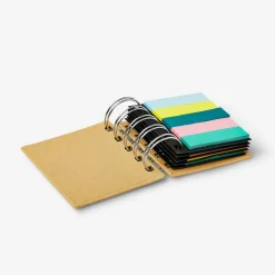 Flying Tiger Sticky Memos Set med beige spiralbindning^ Markeringspennor & Klisterlappar