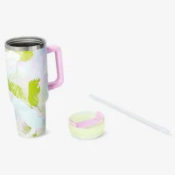 Flying Tiger Tumbler med lock och sugrör med palmbladstryck - 1200 ml^ Matlådor & Dricksflaskor|Födelsedag